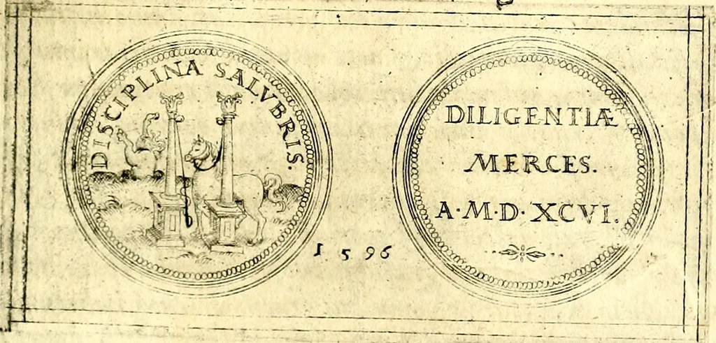 An illustration from Emblemata anniversaria Academiae Noribergensis, qvae est Altorffii: stvdiorum juventutis exercitandorum caussâ inde ab ann. Christi CD D LXXVII usq; ad annum CD D CXVI proposita; oratiunculis eruditis & nervosis in panegyribus academicis explicata, 1617, leaf 280