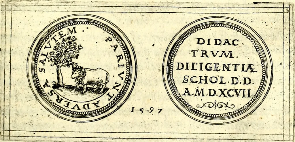 An illustration from Emblemata anniversaria Academiae Noribergensis, qvae est Altorffii: stvdiorum juventutis exercitandorum caussâ inde ab ann. Christi CD D LXXVII usq; ad annum CD D CXVI proposita; oratiunculis eruditis & nervosis in panegyribus academicis explicata, 1617, leaf 294