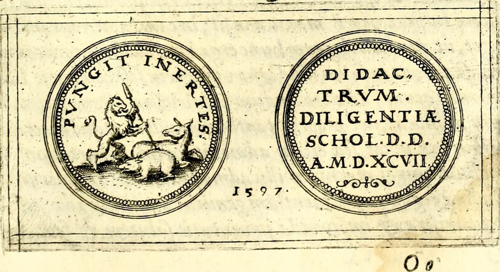 An illustration from Emblemata anniversaria Academiae Noribergensis, qvae est Altorffii: stvdiorum juventutis exercitandorum caussâ inde ab ann. Christi CD D LXXVII usq; ad annum CD D CXVI proposita; oratiunculis eruditis & nervosis in panegyribus academicis explicata, 1617, leaf 300