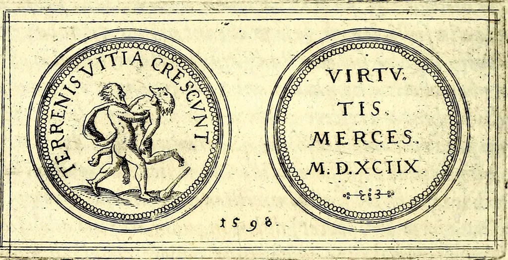 An illustration from Emblemata anniversaria Academiae Noribergensis, qvae est Altorffii: stvdiorum juventutis exercitandorum caussâ inde ab ann. Christi CD D LXXVII usq; ad annum CD D CXVI proposita; oratiunculis eruditis & nervosis in panegyribus academicis explicata, 1617, leaf 305