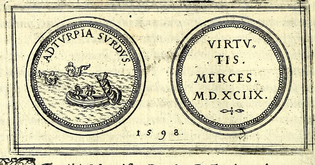 An illustration from Emblemata anniversaria Academiae Noribergensis, qvae est Altorffii: stvdiorum juventutis exercitandorum caussâ inde ab ann. Christi CD D LXXVII usq; ad annum CD D CXVI proposita; oratiunculis eruditis & nervosis in panegyribus academicis explicata, 1617, leaf 311