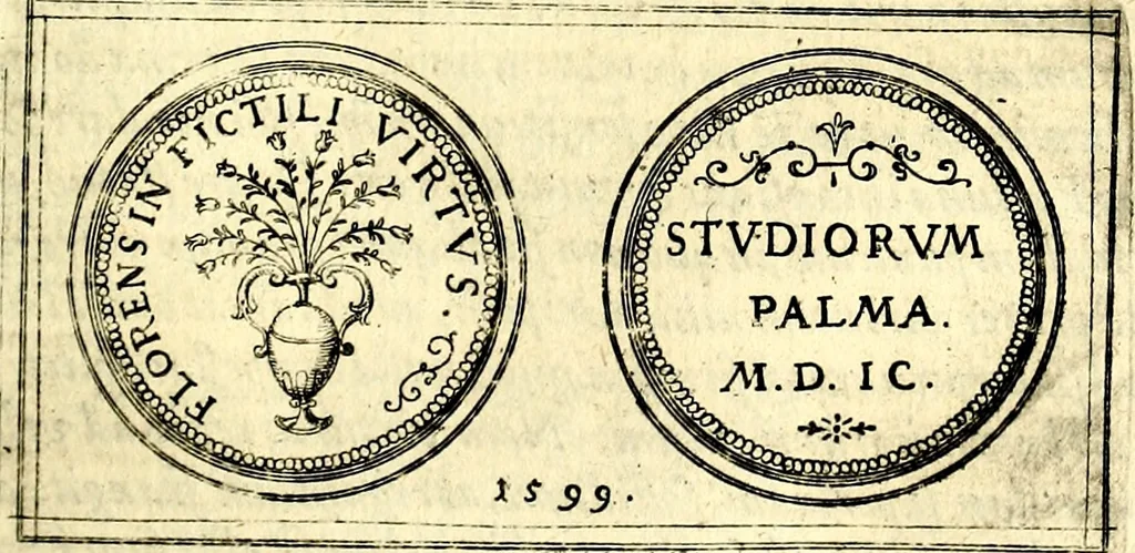 An illustration from Emblemata anniversaria Academiae Noribergensis, qvae est Altorffii: stvdiorum juventutis exercitandorum caussâ inde ab ann. Christi CD D LXXVII usq; ad annum CD D CXVI proposita; oratiunculis eruditis & nervosis in panegyribus academicis explicata, 1617, leaf 328