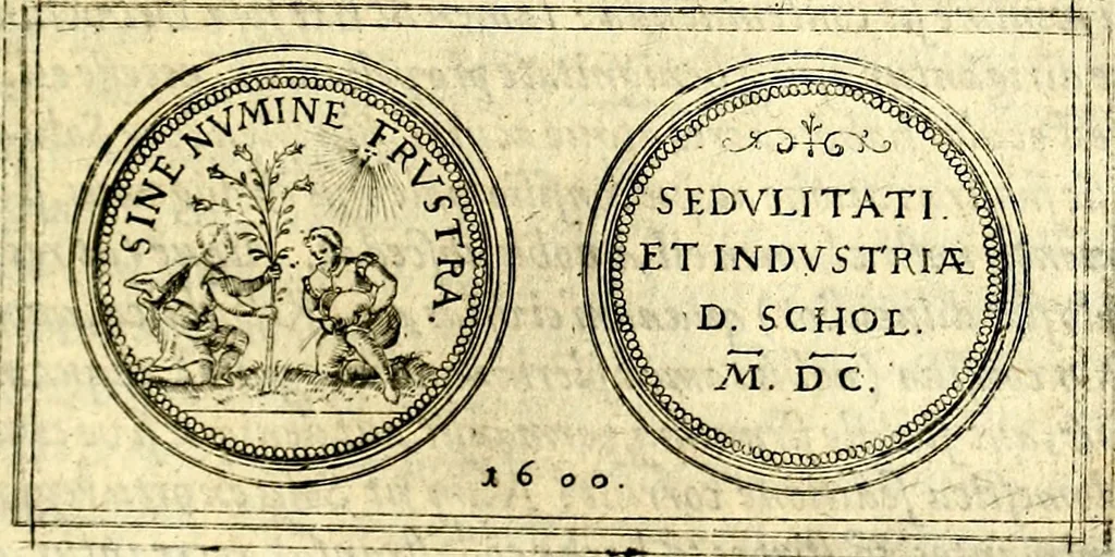 An illustration from Emblemata anniversaria Academiae Noribergensis, qvae est Altorffii: stvdiorum juventutis exercitandorum caussâ inde ab ann. Christi CD D LXXVII usq; ad annum CD D CXVI proposita; oratiunculis eruditis & nervosis in panegyribus academicis explicata, 1617, leaf 334