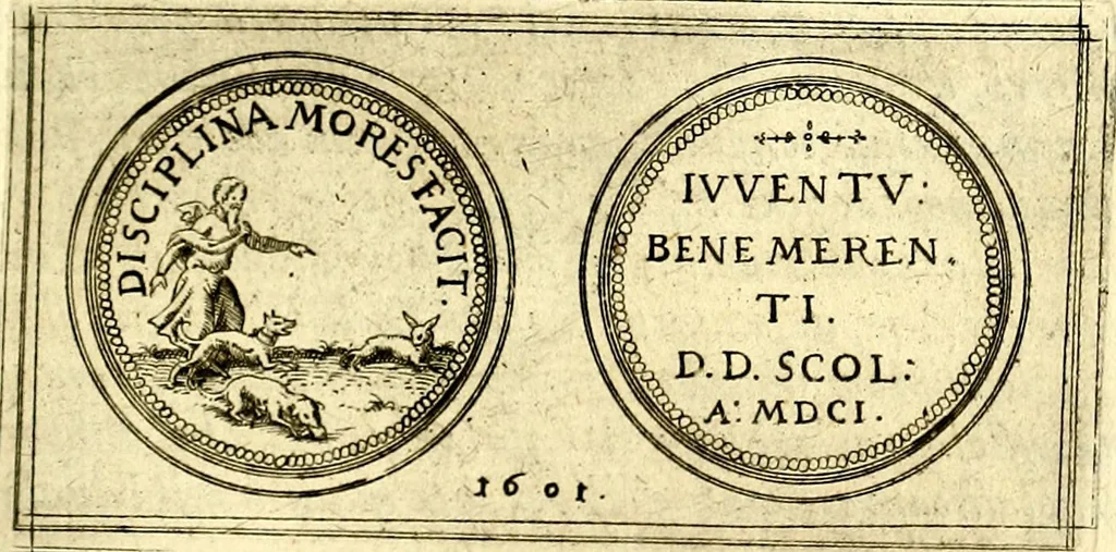 An illustration from Emblemata anniversaria Academiae Noribergensis, qvae est Altorffii: stvdiorum juventutis exercitandorum caussâ inde ab ann. Christi CD D LXXVII usq; ad annum CD D CXVI proposita; oratiunculis eruditis & nervosis in panegyribus academicis explicata, 1617, leaf 346