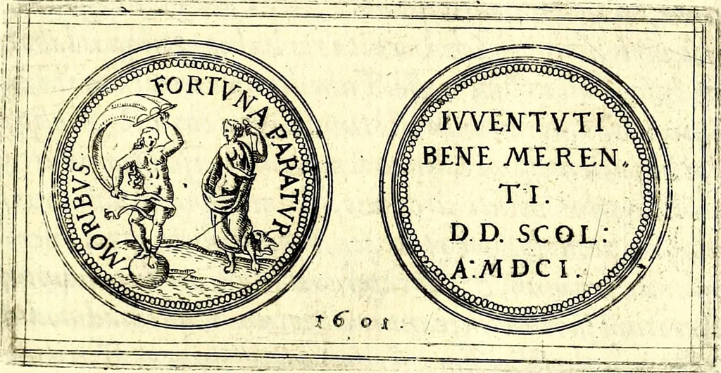 An illustration from Emblemata anniversaria Academiae Noribergensis, qvae est Altorffii: stvdiorum juventutis exercitandorum caussâ inde ab ann. Christi CD D LXXVII usq; ad annum CD D CXVI proposita; oratiunculis eruditis & nervosis in panegyribus academicis explicata, 1617, leaf 350