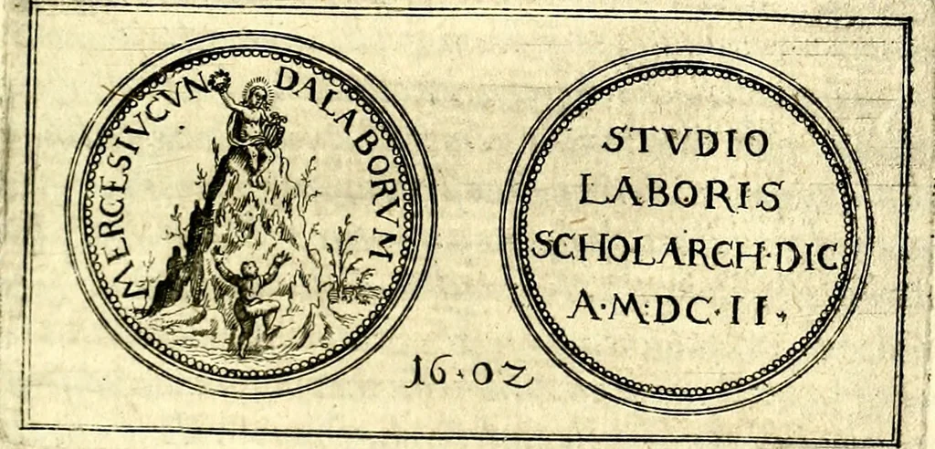 An illustration from Emblemata anniversaria Academiae Noribergensis, qvae est Altorffii: stvdiorum juventutis exercitandorum caussâ inde ab ann. Christi CD D LXXVII usq; ad annum CD D CXVI proposita; oratiunculis eruditis & nervosis in panegyribus academicis explicata, 1617, leaf 360