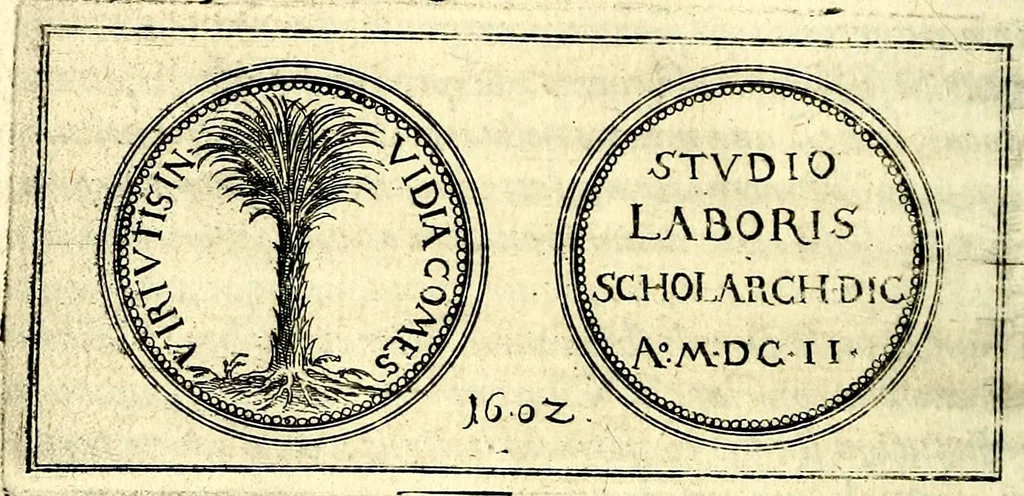 An illustration from Emblemata anniversaria Academiae Noribergensis, qvae est Altorffii: stvdiorum juventutis exercitandorum caussâ inde ab ann. Christi CD D LXXVII usq; ad annum CD D CXVI proposita; oratiunculis eruditis & nervosis in panegyribus academicis explicata, 1617, leaf 363