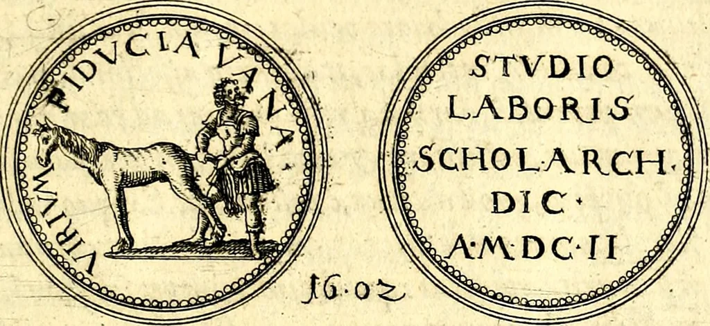 An illustration from Emblemata anniversaria Academiae Noribergensis, qvae est Altorffii: stvdiorum juventutis exercitandorum caussâ inde ab ann. Christi CD D LXXVII usq; ad annum CD D CXVI proposita; oratiunculis eruditis & nervosis in panegyribus academicis explicata, 1617, leaf 366