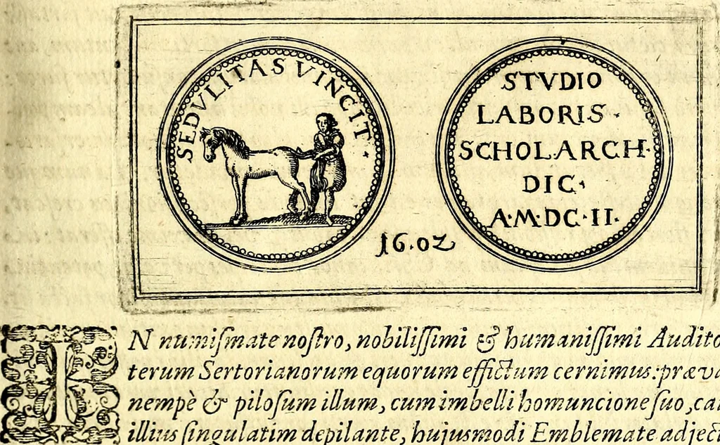 An illustration from Emblemata anniversaria Academiae Noribergensis, qvae est Altorffii: stvdiorum juventutis exercitandorum caussâ inde ab ann. Christi CD D LXXVII usq; ad annum CD D CXVI proposita; oratiunculis eruditis & nervosis in panegyribus academicis explicata, 1617, leaf 370