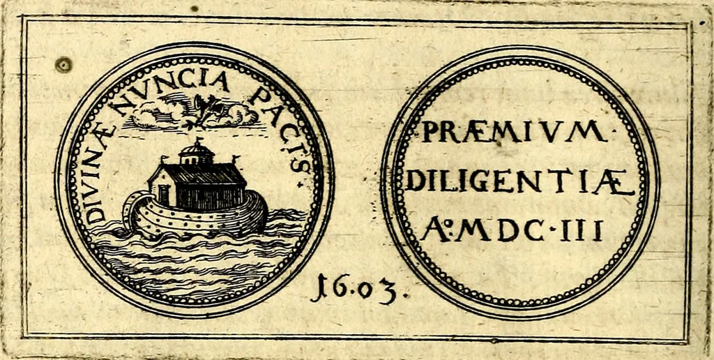 An illustration from Emblemata anniversaria Academiae Noribergensis, qvae est Altorffii: stvdiorum juventutis exercitandorum caussâ inde ab ann. Christi CD D LXXVII usq; ad annum CD D CXVI proposita; oratiunculis eruditis & nervosis in panegyribus academicis explicata, 1617, leaf 385