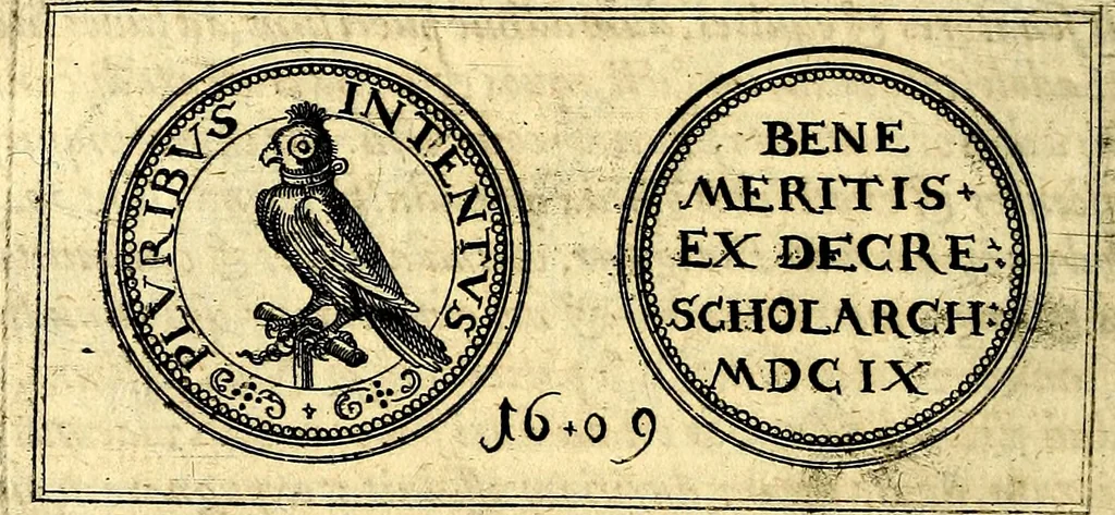 An illustration from Emblemata anniversaria Academiae Noribergensis, qvae est Altorffii: stvdiorum juventutis exercitandorum caussâ inde ab ann. Christi CD D LXXVII usq; ad annum CD D CXVI proposita; oratiunculis eruditis & nervosis in panegyribus academicis explicata, 1617, leaf 453