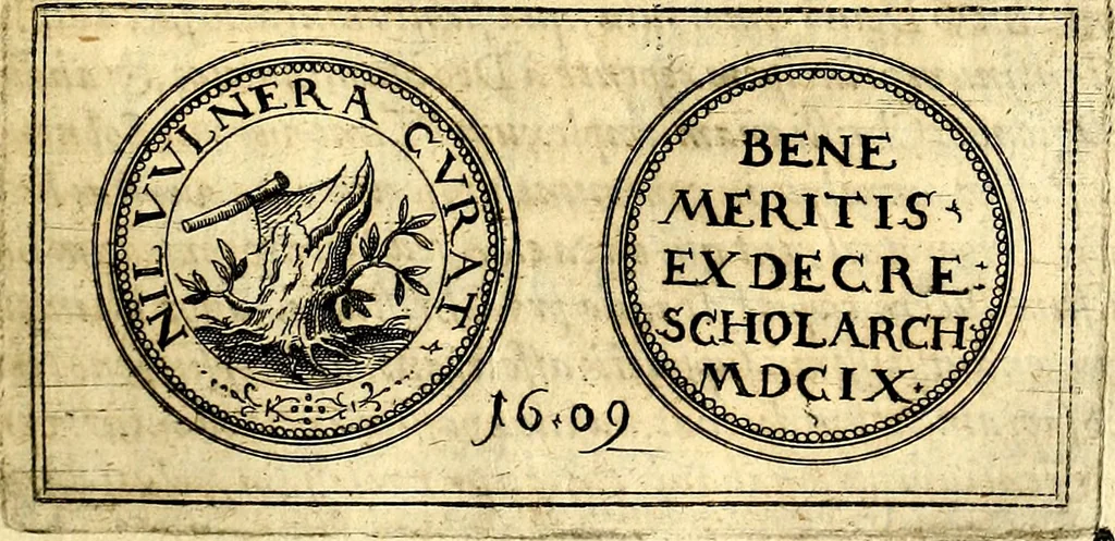 An illustration from Emblemata anniversaria Academiae Noribergensis, qvae est Altorffii: stvdiorum juventutis exercitandorum caussâ inde ab ann. Christi CD D LXXVII usq; ad annum CD D CXVI proposita; oratiunculis eruditis & nervosis in panegyribus academicis explicata, 1617, leaf 458