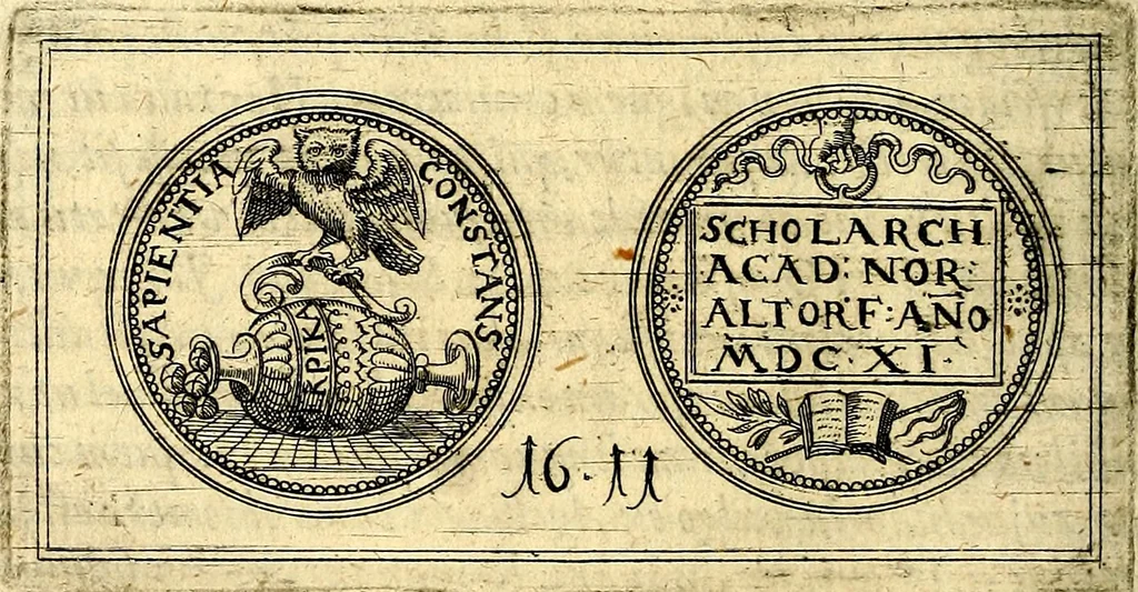 An illustration from Emblemata anniversaria Academiae Noribergensis, qvae est Altorffii: stvdiorum juventutis exercitandorum caussâ inde ab ann. Christi CD D LXXVII usq; ad annum CD D CXVI proposita; oratiunculis eruditis & nervosis in panegyribus academicis explicata, 1617, leaf 475