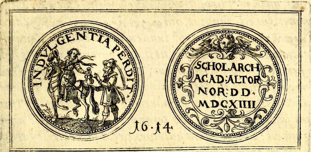 An illustration from Emblemata anniversaria Academiae Noribergensis, qvae est Altorffii: stvdiorum juventutis exercitandorum caussâ inde ab ann. Christi CD D LXXVII usq; ad annum CD D CXVI proposita; oratiunculis eruditis & nervosis in panegyribus academicis explicata, 1617, leaf 508