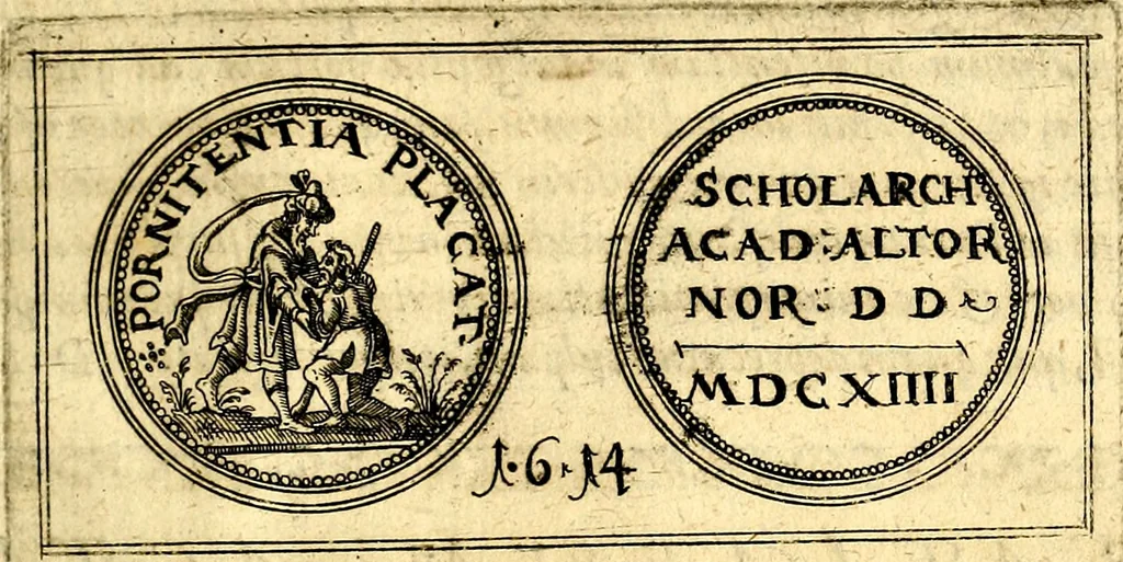 An illustration from Emblemata anniversaria Academiae Noribergensis, qvae est Altorffii: stvdiorum juventutis exercitandorum caussâ inde ab ann. Christi CD D LXXVII usq; ad annum CD D CXVI proposita; oratiunculis eruditis & nervosis in panegyribus academicis explicata, 1617, leaf 516