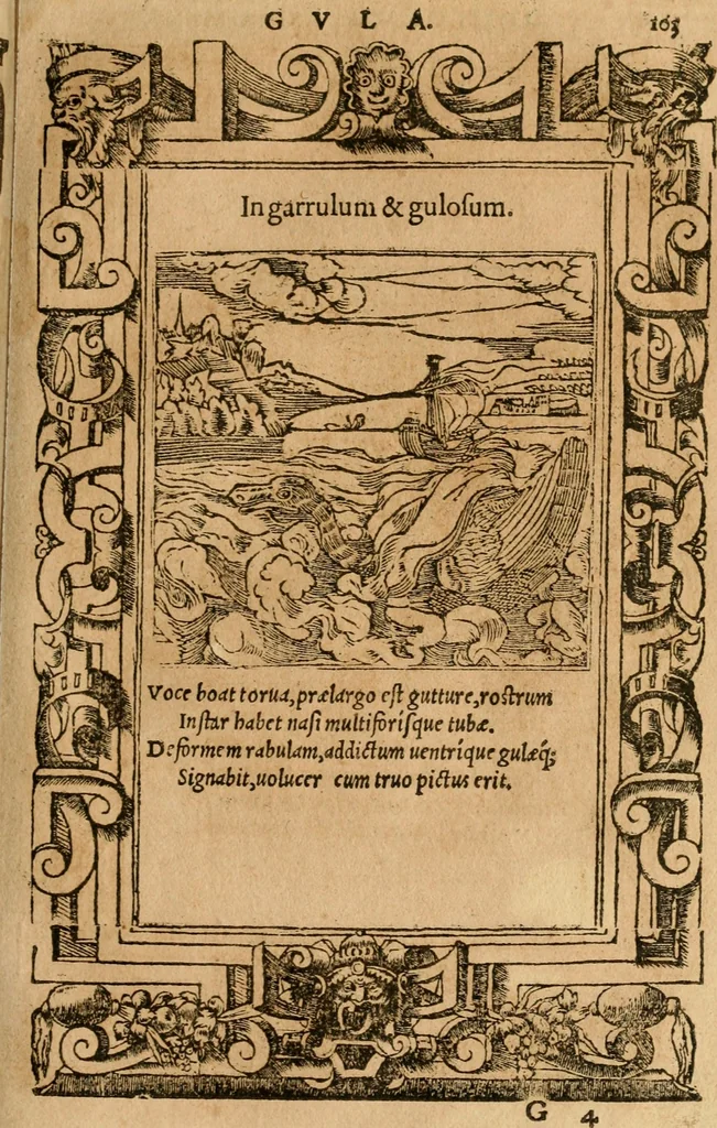 An illustration from Emblemata d'A. Alciati : denuo ab ipso autore recognita ac, quae desiderabantur, imaginibus locupletata : accesserunt noua aliquot ab autore emblemata, suis quoque eiconibus insignita, 1550, leaf 106