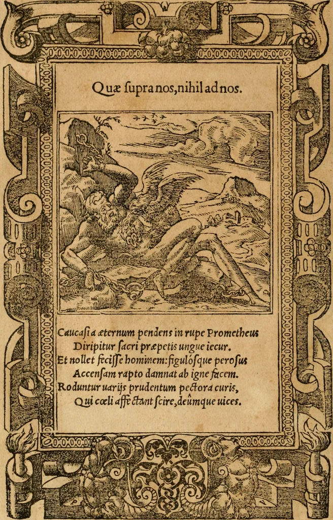 An illustration from Emblemata d'A. Alciati : denuo ab ipso autore recognita ac, quae desiderabantur, imaginibus locupletata : accesserunt noua aliquot ab autore emblemata, suis quoque eiconibus insignita, 1550, leaf 115