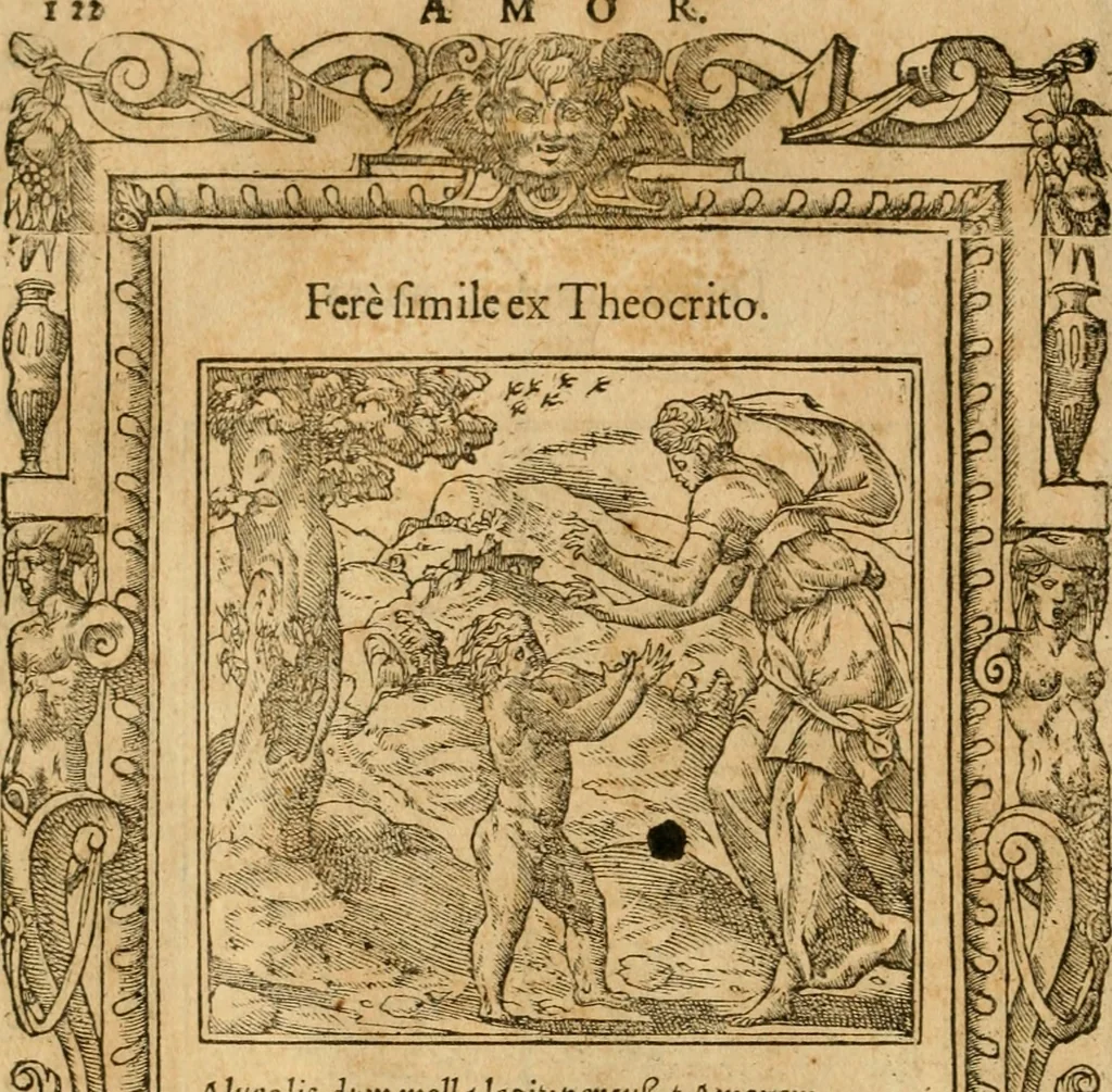 An illustration from Emblemata d'A. Alciati : denuo ab ipso autore recognita ac, quae desiderabantur, imaginibus locupletata : accesserunt noua aliquot ab autore emblemata, suis quoque eiconibus insignita, 1550, leaf 125