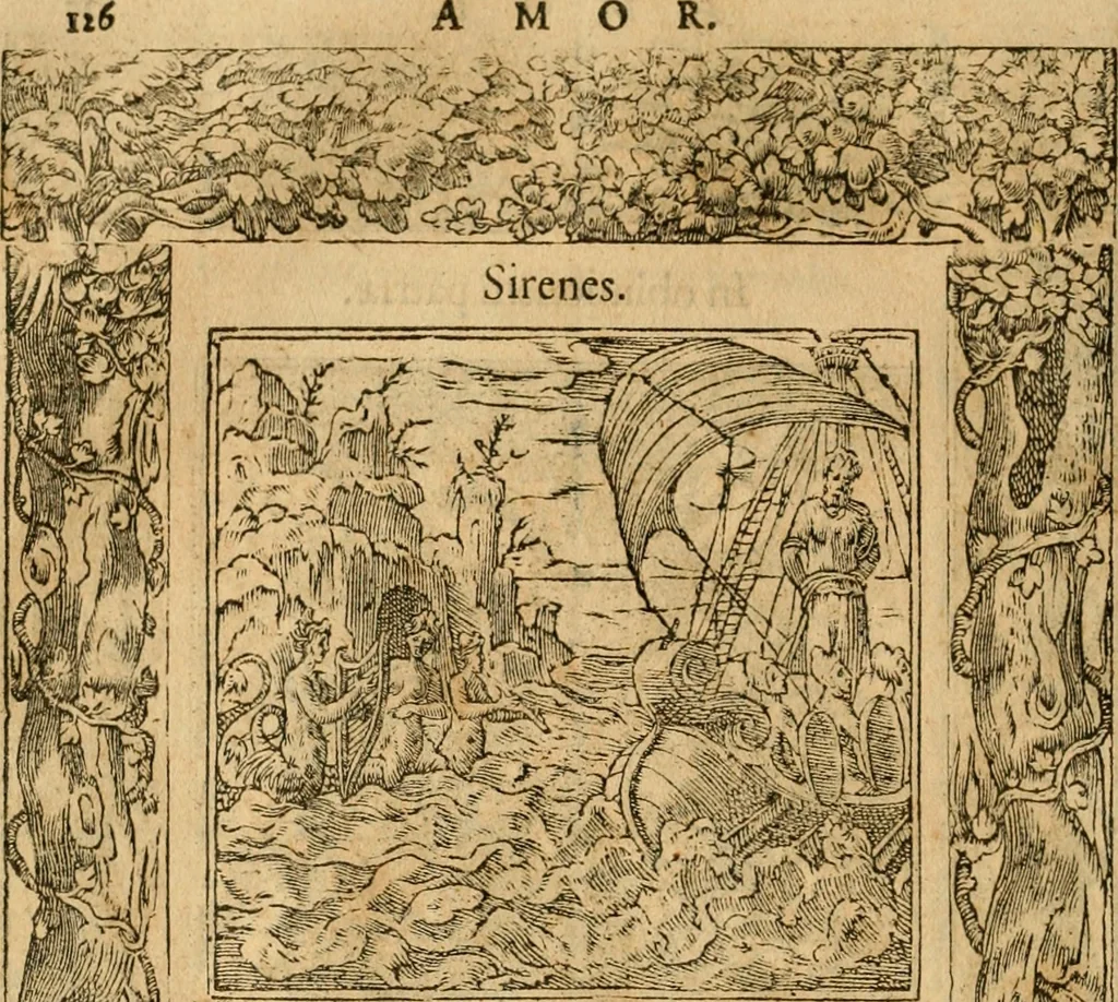An illustration from Emblemata d'A. Alciati : denuo ab ipso autore recognita ac, quae desiderabantur, imaginibus locupletata : accesserunt noua aliquot ab autore emblemata, suis quoque eiconibus insignita, 1550, leaf 129