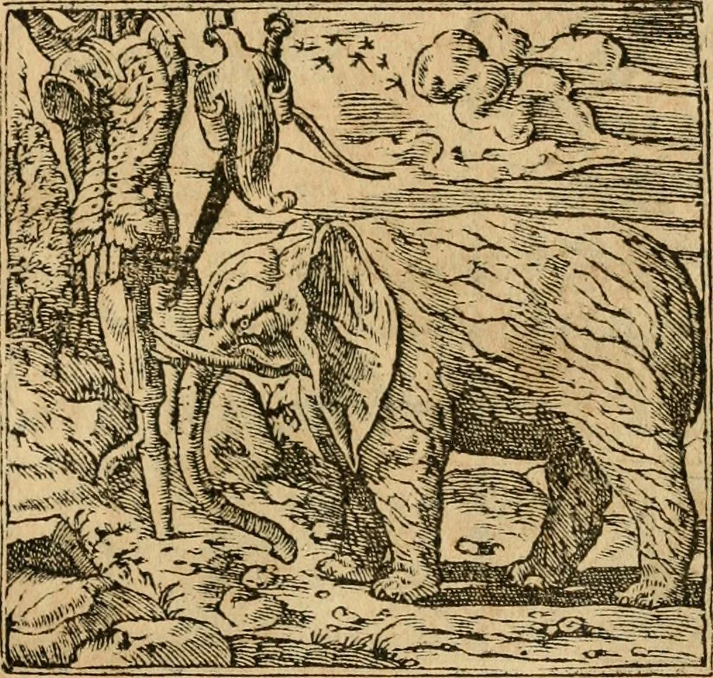An illustration from Emblemata d'A. Alciati : denuo ab ipso autore recognita ac, quae desiderabantur, imaginibus locupletata : accesserunt noua aliquot ab autore emblemata, suis quoque eiconibus insignita, 1550, leaf 138
