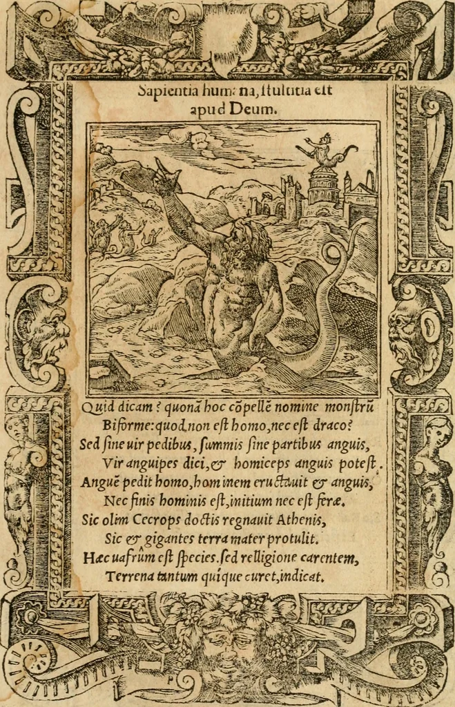 An illustration from Emblemata d'A. Alciati : denuo ab ipso autore recognita ac, quae desiderabantur, imaginibus locupletata : accesserunt noua aliquot ab autore emblemata, suis quoque eiconibus insignita, 1550, leaf 14