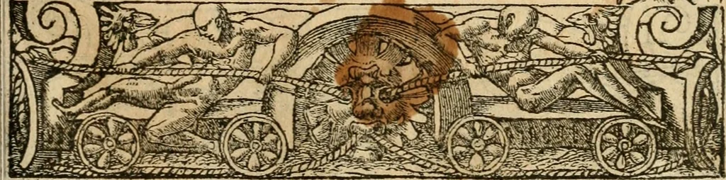 An illustration from Emblemata d'A. Alciati : denuo ab ipso autore recognita ac, quae desiderabantur, imaginibus locupletata : accesserunt noua aliquot ab autore emblemata, suis quoque eiconibus insignita, 1550, leaf 146