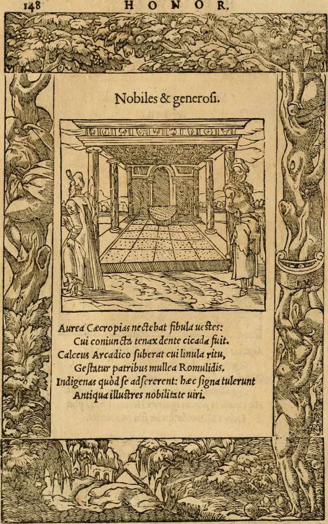 An illustration from Emblemata d'A. Alciati : denuo ab ipso autore recognita ac, quae desiderabantur, imaginibus locupletata : accesserunt noua aliquot ab autore emblemata, suis quoque eiconibus insignita, 1550, leaf 151
