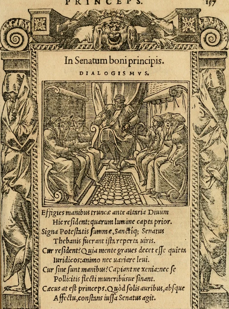 An illustration from Emblemata d'A. Alciati : denuo ab ipso autore recognita ac, quae desiderabantur, imaginibus locupletata : accesserunt noua aliquot ab autore emblemata, suis quoque eiconibus insignita, 1550, leaf 160