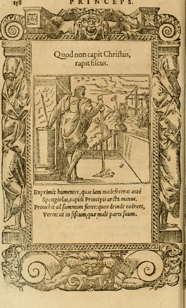 An illustration from Emblemata d'A. Alciati : denuo ab ipso autore recognita ac, quae desiderabantur, imaginibus locupletata : accesserunt noua aliquot ab autore emblemata, suis quoque eiconibus insignita, 1550, leaf 161