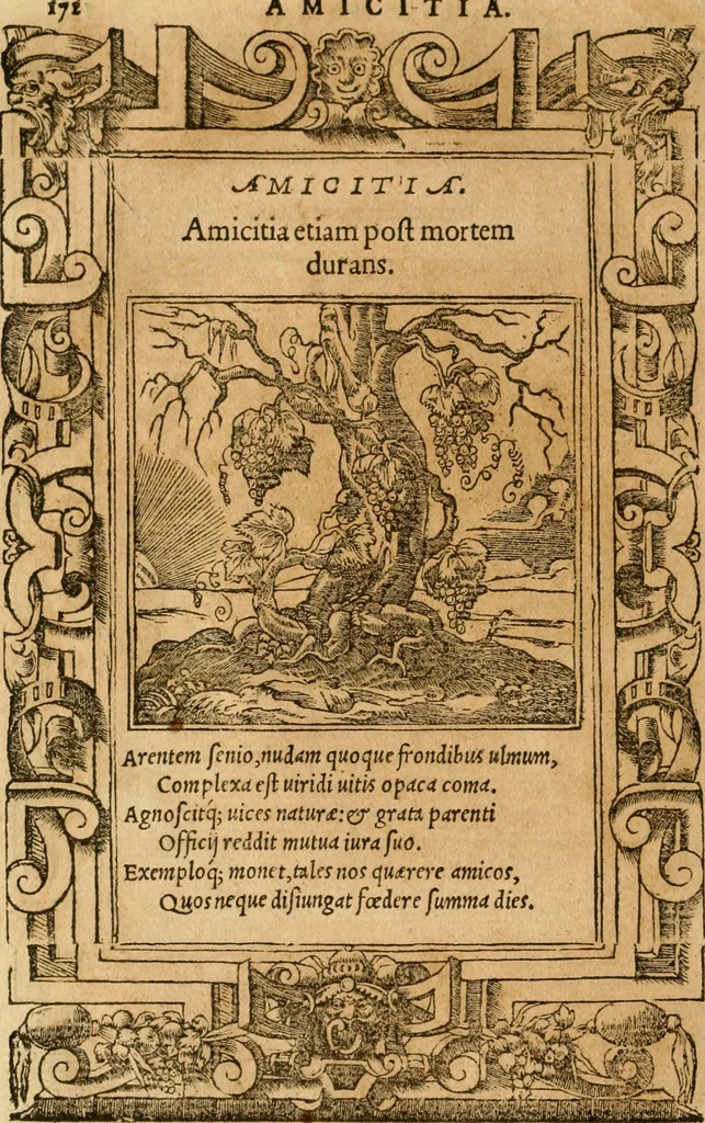 An illustration from Emblemata d'A. Alciati : denuo ab ipso autore recognita ac, quae desiderabantur, imaginibus locupletata : accesserunt noua aliquot ab autore emblemata, suis quoque eiconibus insignita, 1550, leaf 175