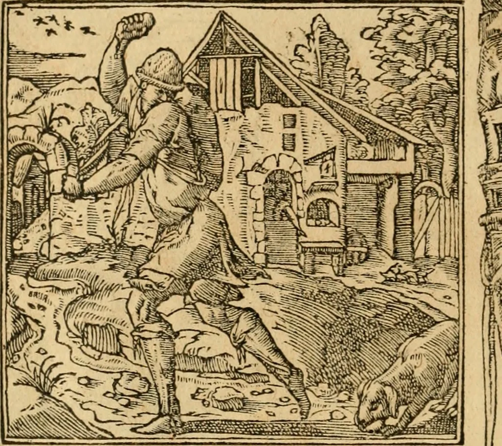 An illustration from Emblemata d'A. Alciati : denuo ab ipso autore recognita ac, quae desiderabantur, imaginibus locupletata : accesserunt noua aliquot ab autore emblemata, suis quoque eiconibus insignita, 1550, leaf 189