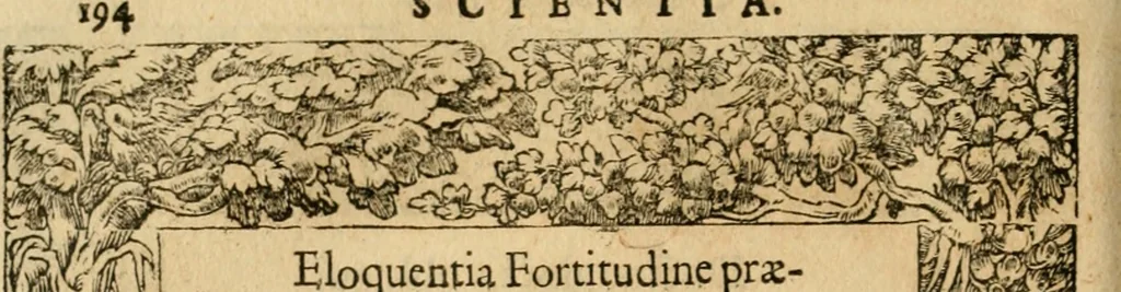 An illustration from Emblemata d'A. Alciati : denuo ab ipso autore recognita ac, quae desiderabantur, imaginibus locupletata : accesserunt noua aliquot ab autore emblemata, suis quoque eiconibus insignita, 1550, leaf 197