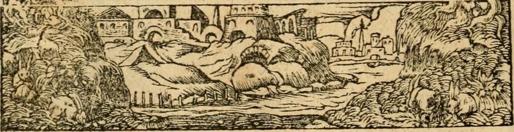 An illustration from Emblemata d'A. Alciati : denuo ab ipso autore recognita ac, quae desiderabantur, imaginibus locupletata : accesserunt noua aliquot ab autore emblemata, suis quoque eiconibus insignita, 1550, leaf 197