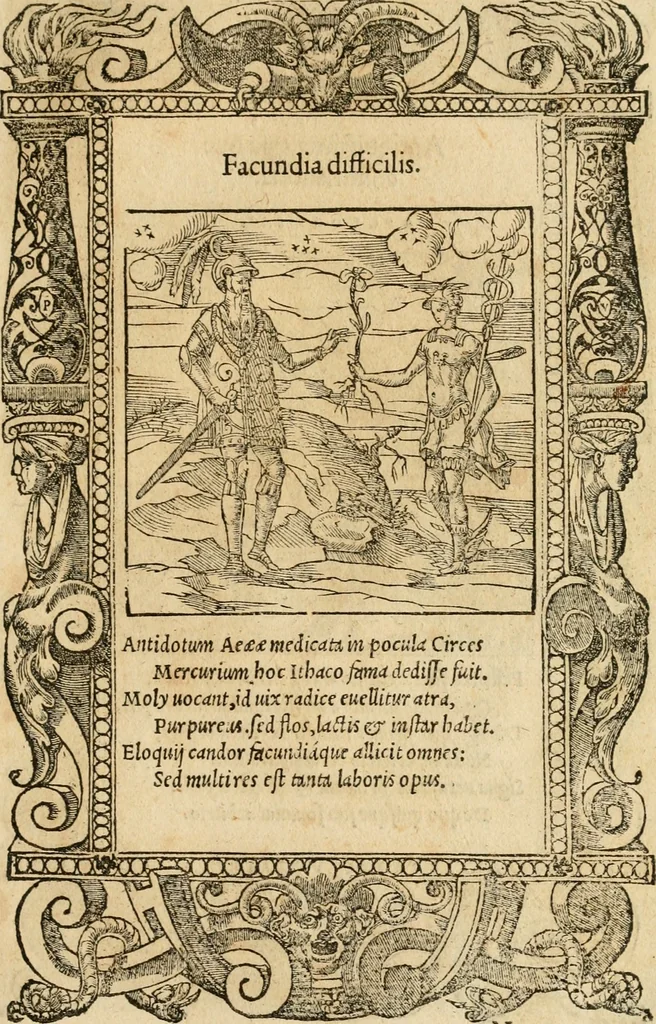 An illustration from Emblemata d'A. Alciati : denuo ab ipso autore recognita ac, quae desiderabantur, imaginibus locupletata : accesserunt noua aliquot ab autore emblemata, suis quoque eiconibus insignita, 1550, leaf 198