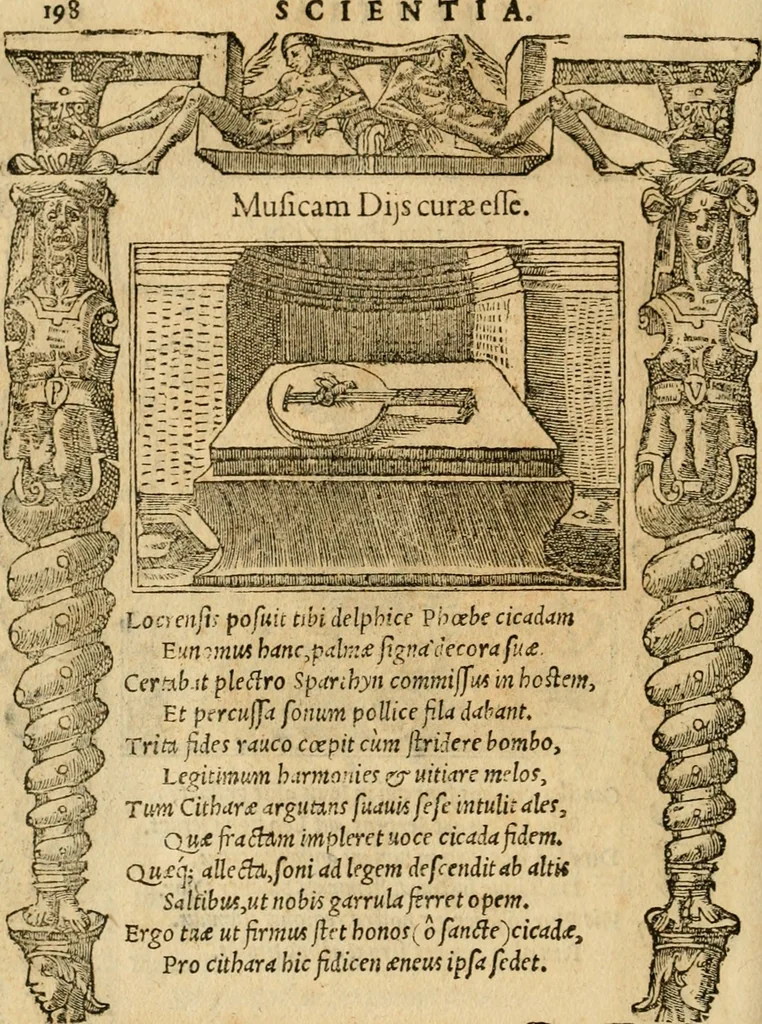 An illustration from Emblemata d'A. Alciati : denuo ab ipso autore recognita ac, quae desiderabantur, imaginibus locupletata : accesserunt noua aliquot ab autore emblemata, suis quoque eiconibus insignita, 1550, leaf 201