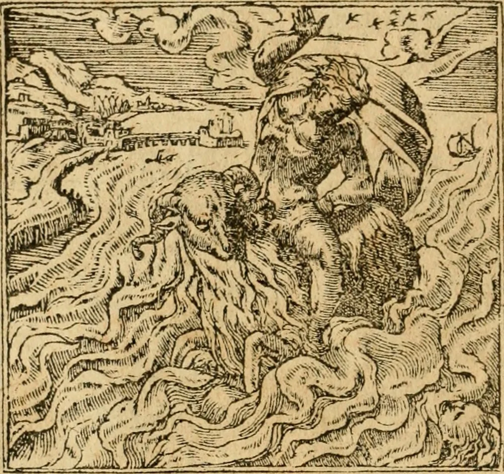 An illustration from Emblemata d'A. Alciati : denuo ab ipso autore recognita ac, quae desiderabantur, imaginibus locupletata : accesserunt noua aliquot ab autore emblemata, suis quoque eiconibus insignita, 1550, leaf 207