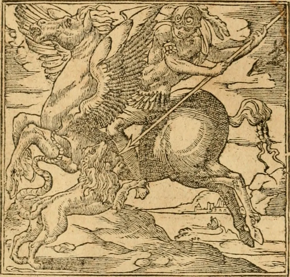 An illustration from Emblemata d'A. Alciati : denuo ab ipso autore recognita ac, quae desiderabantur, imaginibus locupletata : accesserunt noua aliquot ab autore emblemata, suis quoque eiconibus insignita, 1550, leaf 23