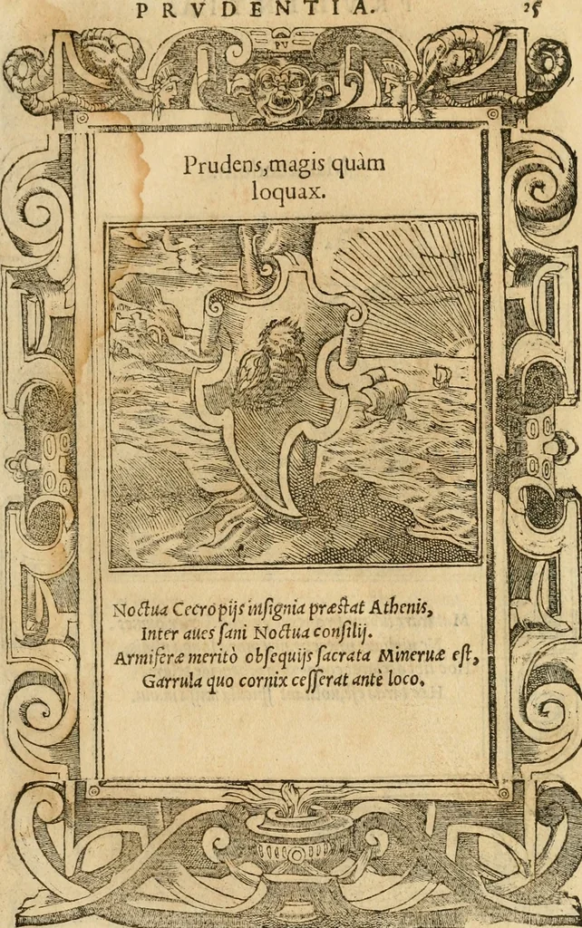 An illustration from Emblemata d'A. Alciati : denuo ab ipso autore recognita ac, quae desiderabantur, imaginibus locupletata : accesserunt noua aliquot ab autore emblemata, suis quoque eiconibus insignita, 1550, leaf 28