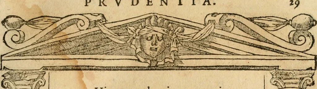 An illustration from Emblemata d'A. Alciati : denuo ab ipso autore recognita ac, quae desiderabantur, imaginibus locupletata : accesserunt noua aliquot ab autore emblemata, suis quoque eiconibus insignita, 1550, leaf 32