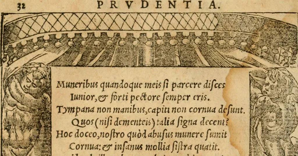 An illustration from Emblemata d'A. Alciati : denuo ab ipso autore recognita ac, quae desiderabantur, imaginibus locupletata : accesserunt noua aliquot ab autore emblemata, suis quoque eiconibus insignita, 1550, leaf 35