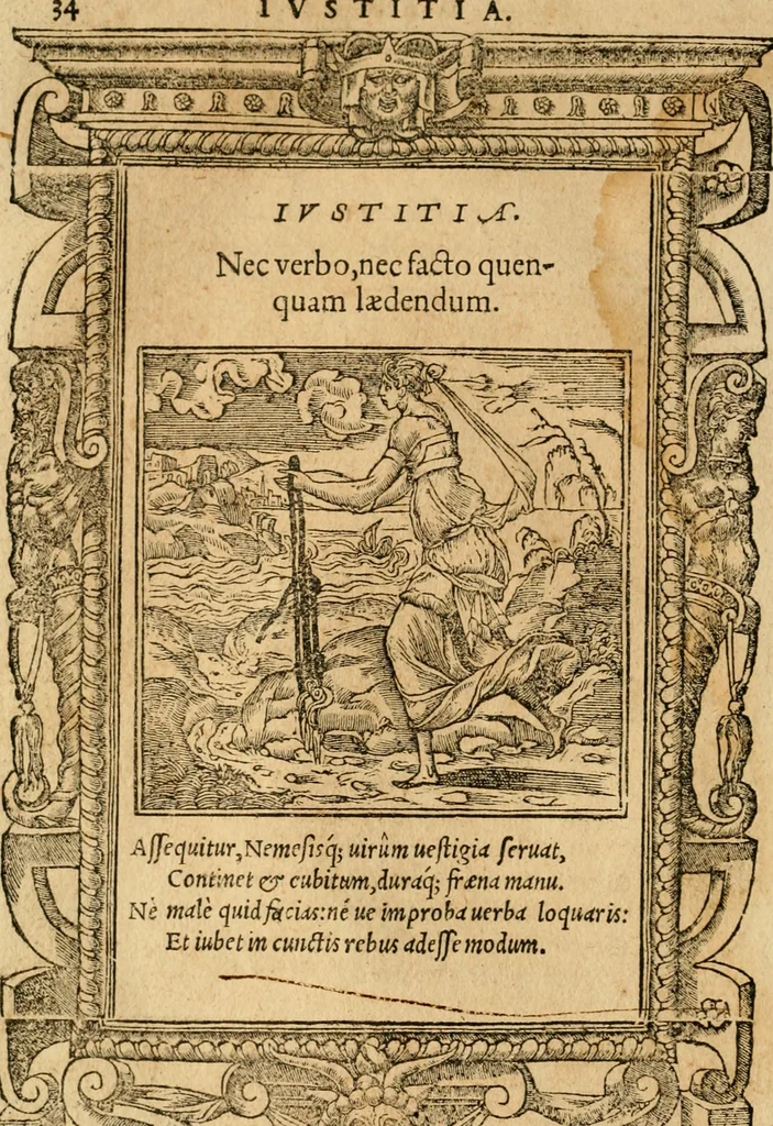 An illustration from Emblemata d'A. Alciati : denuo ab ipso autore recognita ac, quae desiderabantur, imaginibus locupletata : accesserunt noua aliquot ab autore emblemata, suis quoque eiconibus insignita, 1550, leaf 37