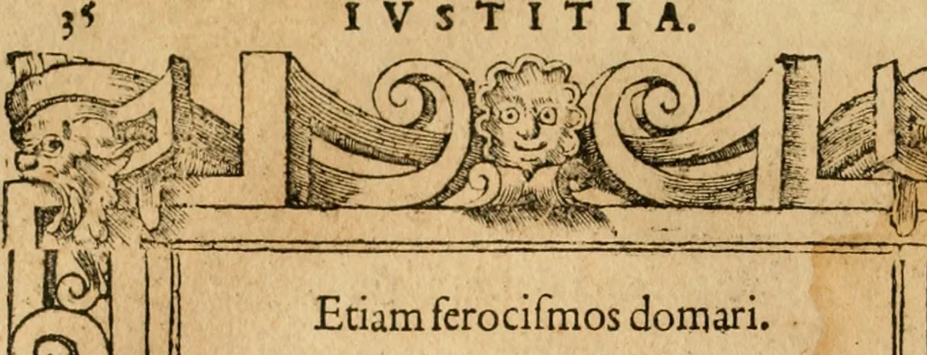 An illustration from Emblemata d'A. Alciati : denuo ab ipso autore recognita ac, quae desiderabantur, imaginibus locupletata : accesserunt noua aliquot ab autore emblemata, suis quoque eiconibus insignita, 1550, leaf 39