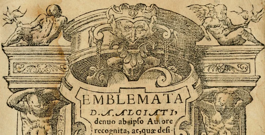 An illustration from Emblemata d'A. Alciati : denuo ab ipso autore recognita ac, quae desiderabantur, imaginibus locupletata : accesserunt noua aliquot ab autore emblemata, suis quoque eiconibus insignita, 1550, leaf 4