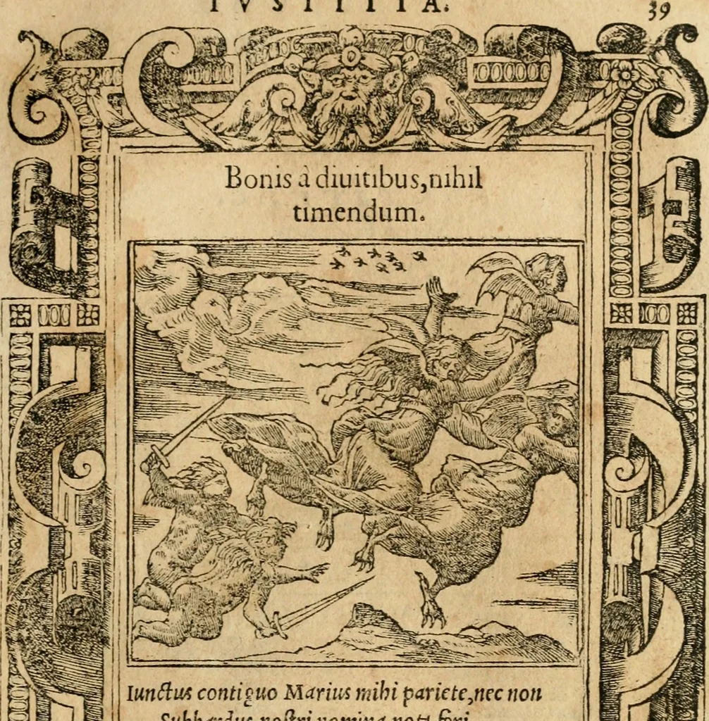 An illustration from Emblemata d'A. Alciati : denuo ab ipso autore recognita ac, quae desiderabantur, imaginibus locupletata : accesserunt noua aliquot ab autore emblemata, suis quoque eiconibus insignita, 1550, leaf 42