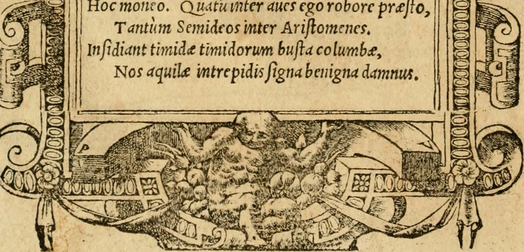 An illustration from Emblemata d'A. Alciati : denuo ab ipso autore recognita ac, quae desiderabantur, imaginibus locupletata : accesserunt noua aliquot ab autore emblemata, suis quoque eiconibus insignita, 1550, leaf 43