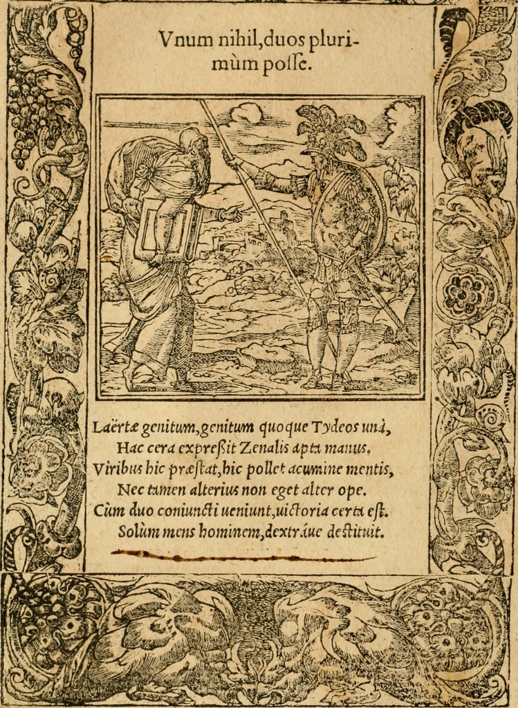 An illustration from Emblemata d'A. Alciati : denuo ab ipso autore recognita ac, quae desiderabantur, imaginibus locupletata : accesserunt noua aliquot ab autore emblemata, suis quoque eiconibus insignita, 1550, leaf 51