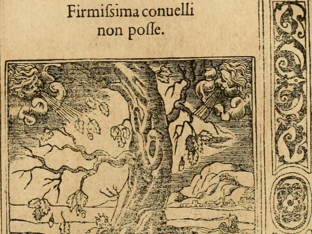 An illustration from Emblemata d'A. Alciati : denuo ab ipso autore recognita ac, quae desiderabantur, imaginibus locupletata : accesserunt noua aliquot ab autore emblemata, suis quoque eiconibus insignita, 1550, leaf 52