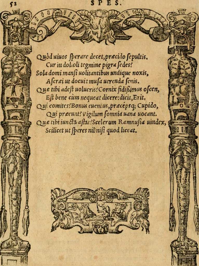 An illustration from Emblemata d'A. Alciati : denuo ab ipso autore recognita ac, quae desiderabantur, imaginibus locupletata : accesserunt noua aliquot ab autore emblemata, suis quoque eiconibus insignita, 1550, leaf 55