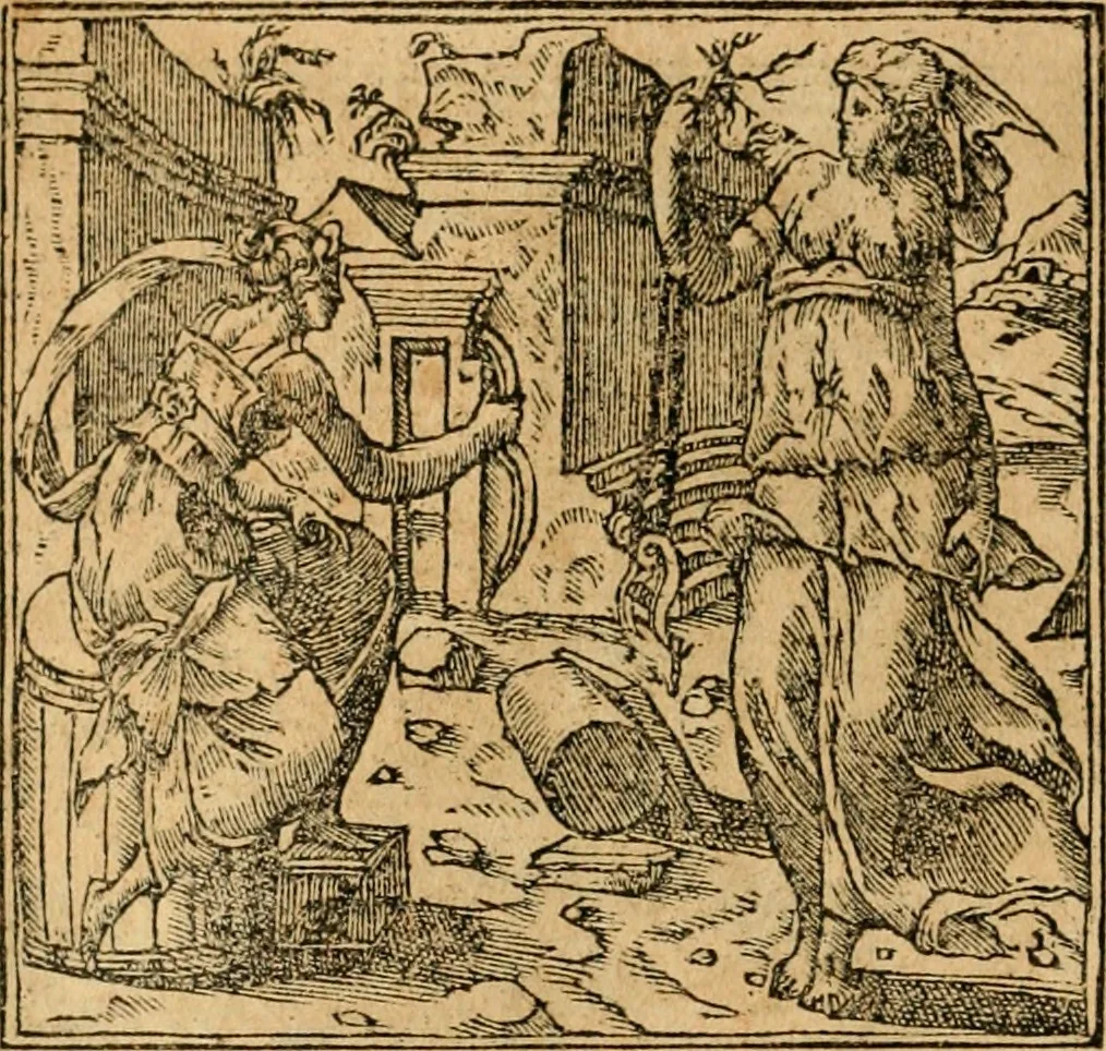 An illustration from Emblemata d'A. Alciati : denuo ab ipso autore recognita ac, quae desiderabantur, imaginibus locupletata : accesserunt noua aliquot ab autore emblemata, suis quoque eiconibus insignita, 1550, leaf 57