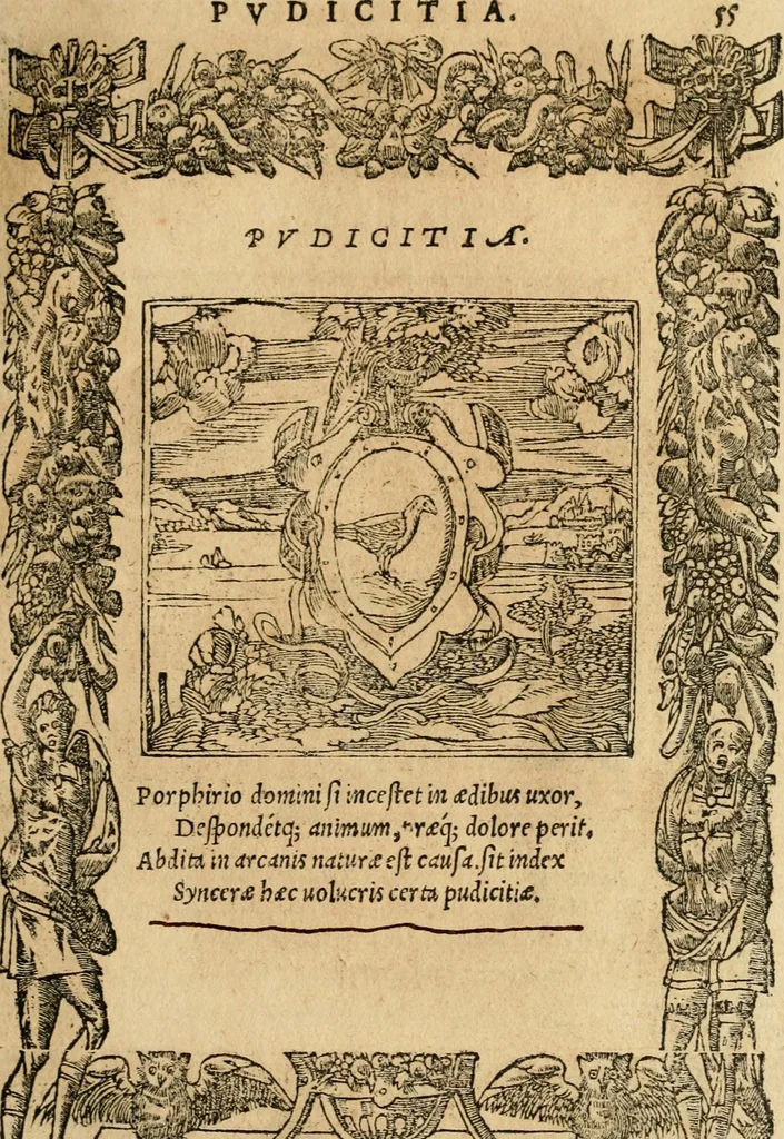 An illustration from Emblemata d'A. Alciati : denuo ab ipso autore recognita ac, quae desiderabantur, imaginibus locupletata : accesserunt noua aliquot ab autore emblemata, suis quoque eiconibus insignita, 1550, leaf 58